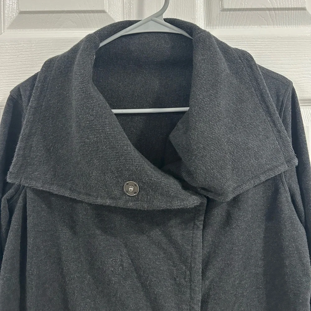 Lululemon Gratitude Wrap Double Breasted Jacket Pea Coat Charcoal Gray Size 8